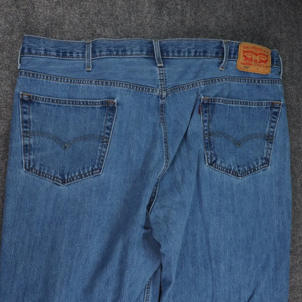 Levi's 550 Jeans Mens 48x29 Relaxed Fit Blue Solid Denim Casual Workwear Classic